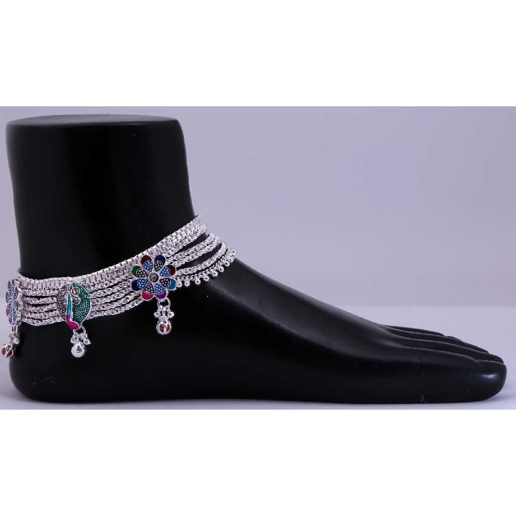 Broad Silver Fancy Bridal Payal