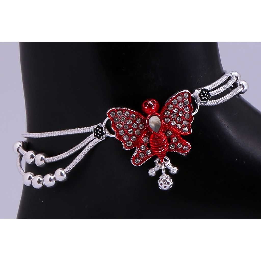Butterfly Design Silver Payal - Image 2