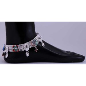 Broad Indian Traditional Silver Payal