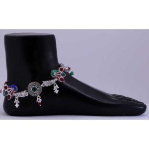 Antique Flower Shape Silver Anklet