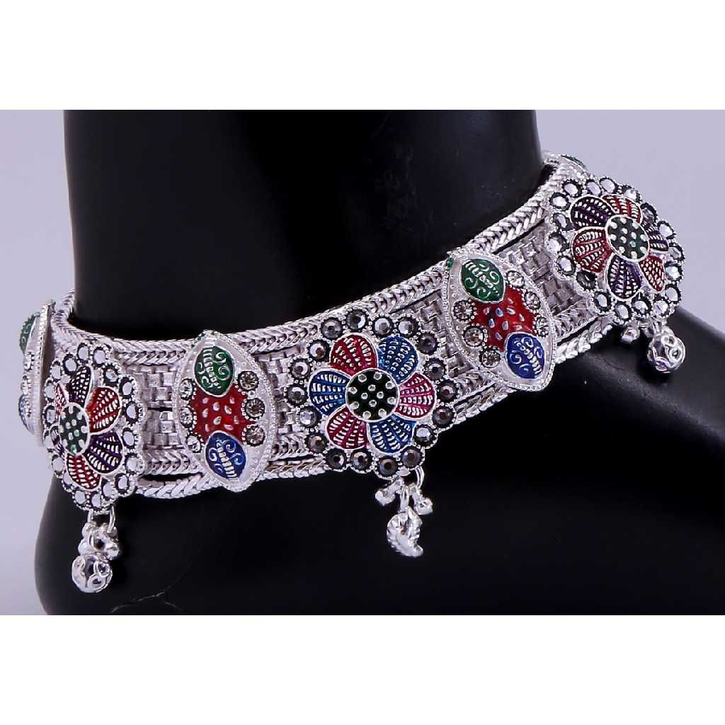 Traditional Silver Ethnic Anklet - Image 2