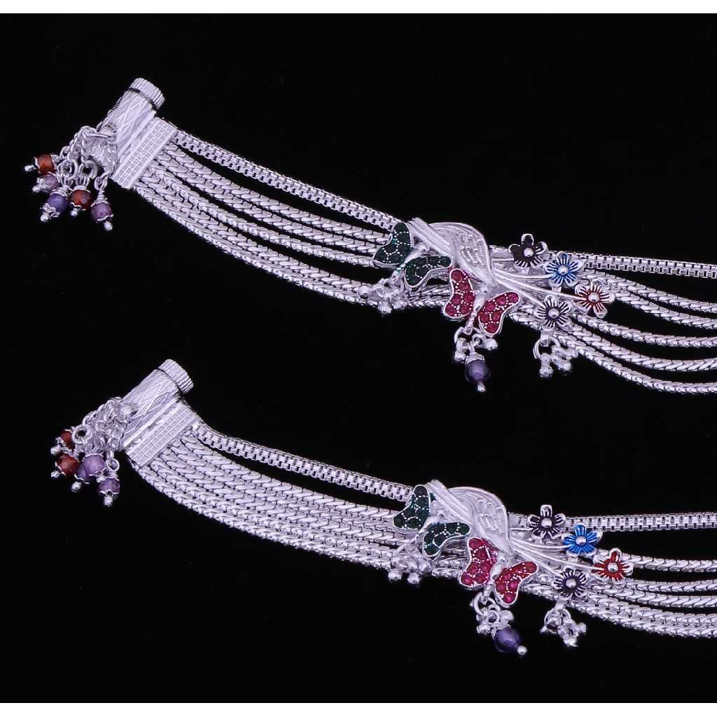 Peacock Style Silver Antique Ladies Payal - Image 2