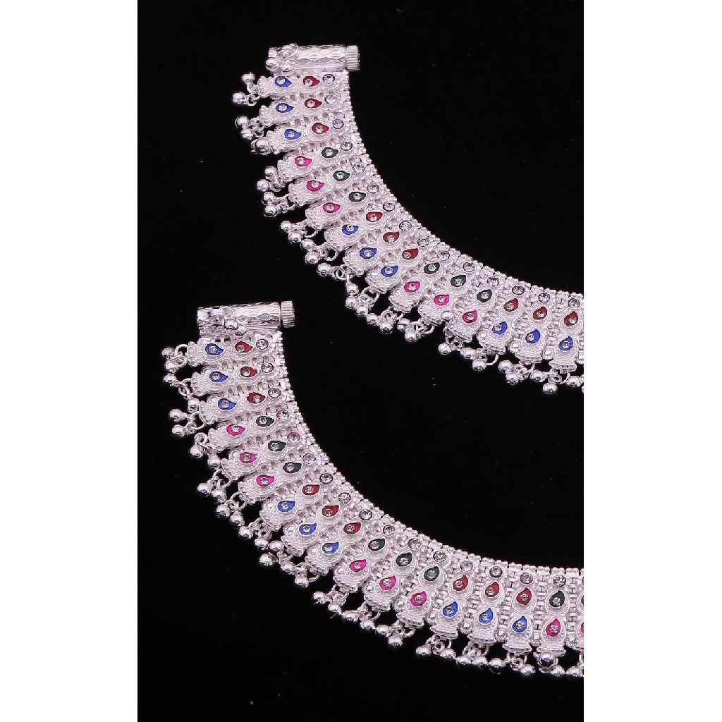 Indian Style Traditional Silver Payal - Image 2