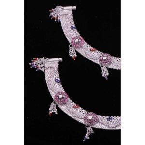 Broad Flower Shape Silver Ladies Payal