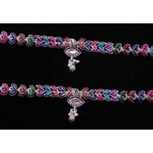 Leaf Shape Color Full Silver Anklet