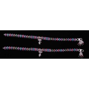 Leaf Shape Color Full Silver Anklet