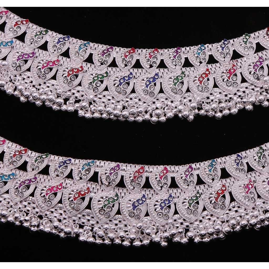 Silver Charms Beads Ladies Payal - Image 2
