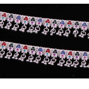 Silver Colorful Ghungroo payal