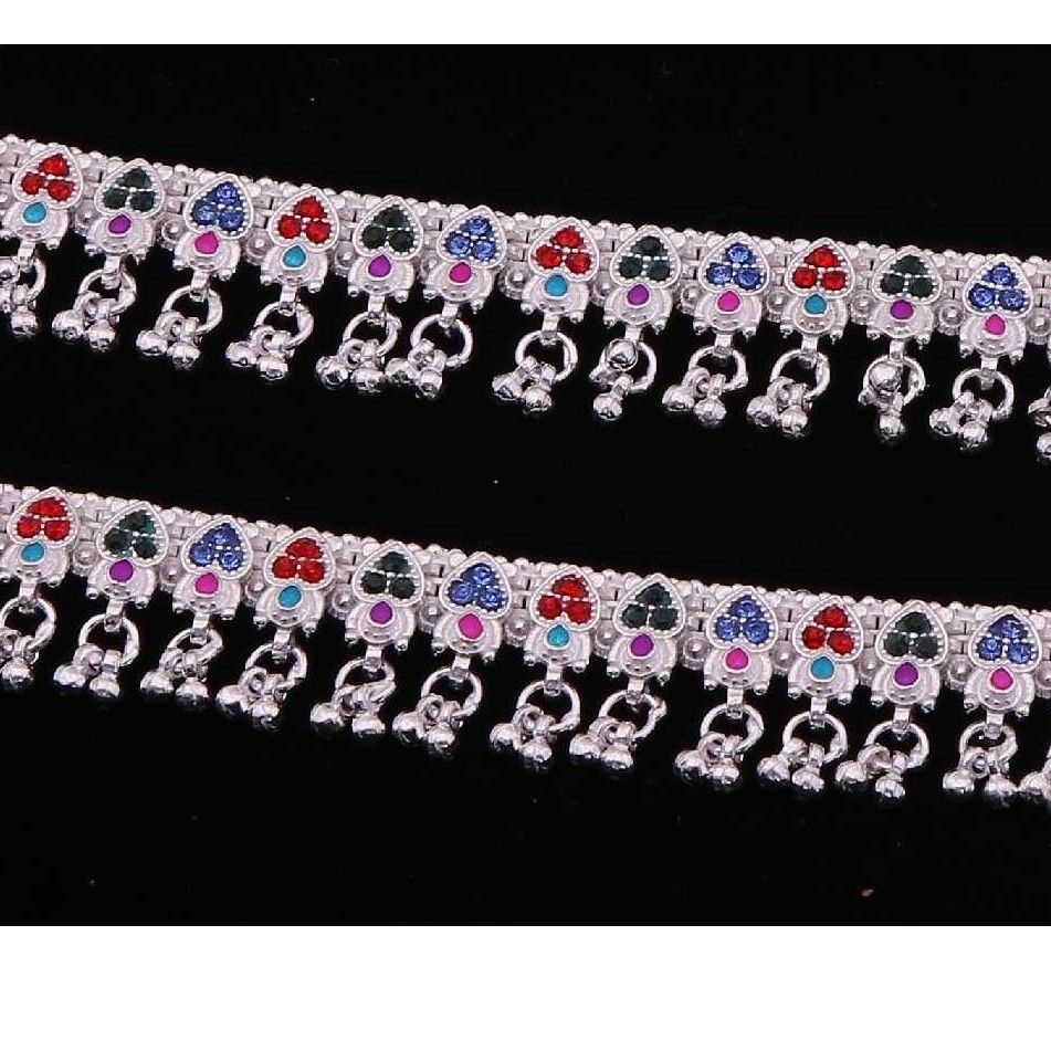 Silver Colorful Ghungroo payal - Image 2