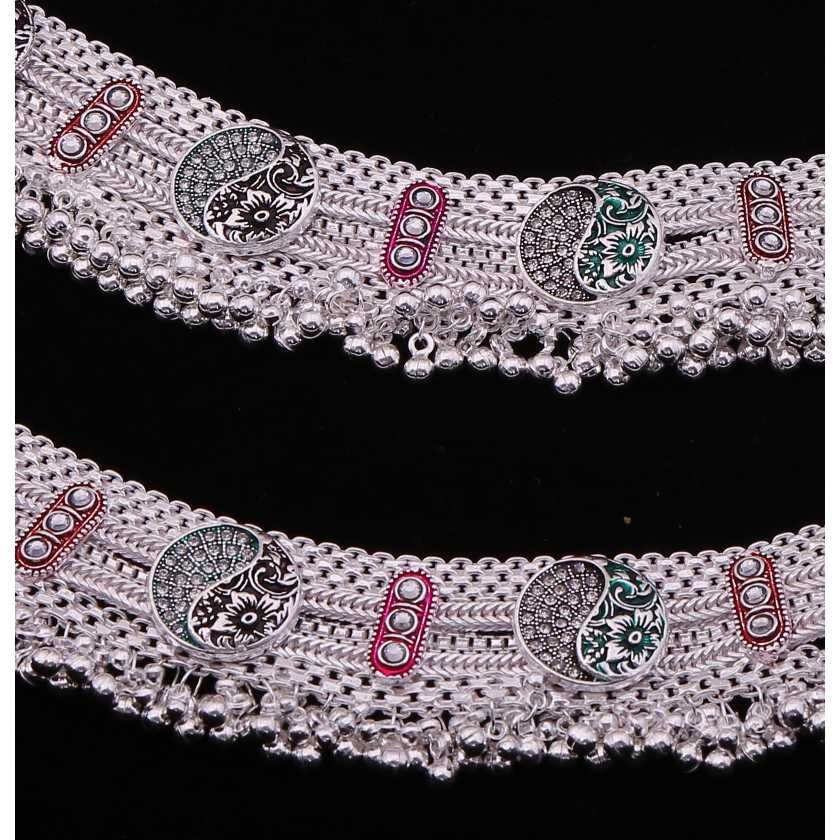 Indian Traditional Silver Payal For Women - Image 2