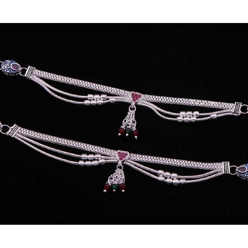Silver Antique Payal For Women - Image 2