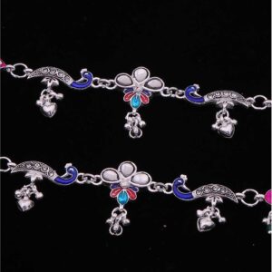 Peacock Design Silver Ladies Payal
