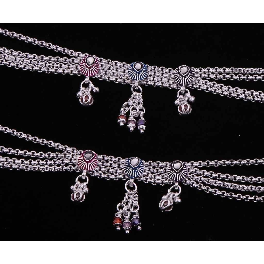 Multi Chain Silver Fancy Payal - Image 2