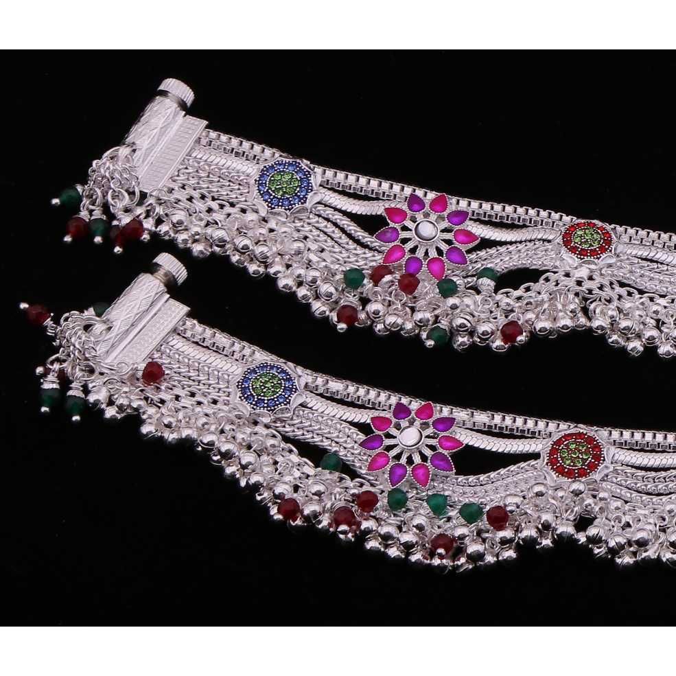 Flower Shape Multi Ghungroo Anklet - Image 2