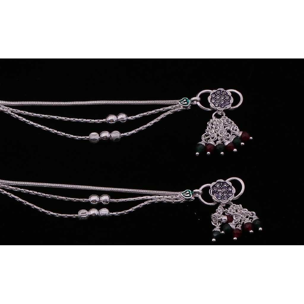 Designer Beads Silver Fancy Payal - Image 3
