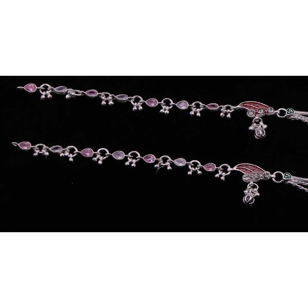 Designer Beads Silver Fancy Payal - Image 2