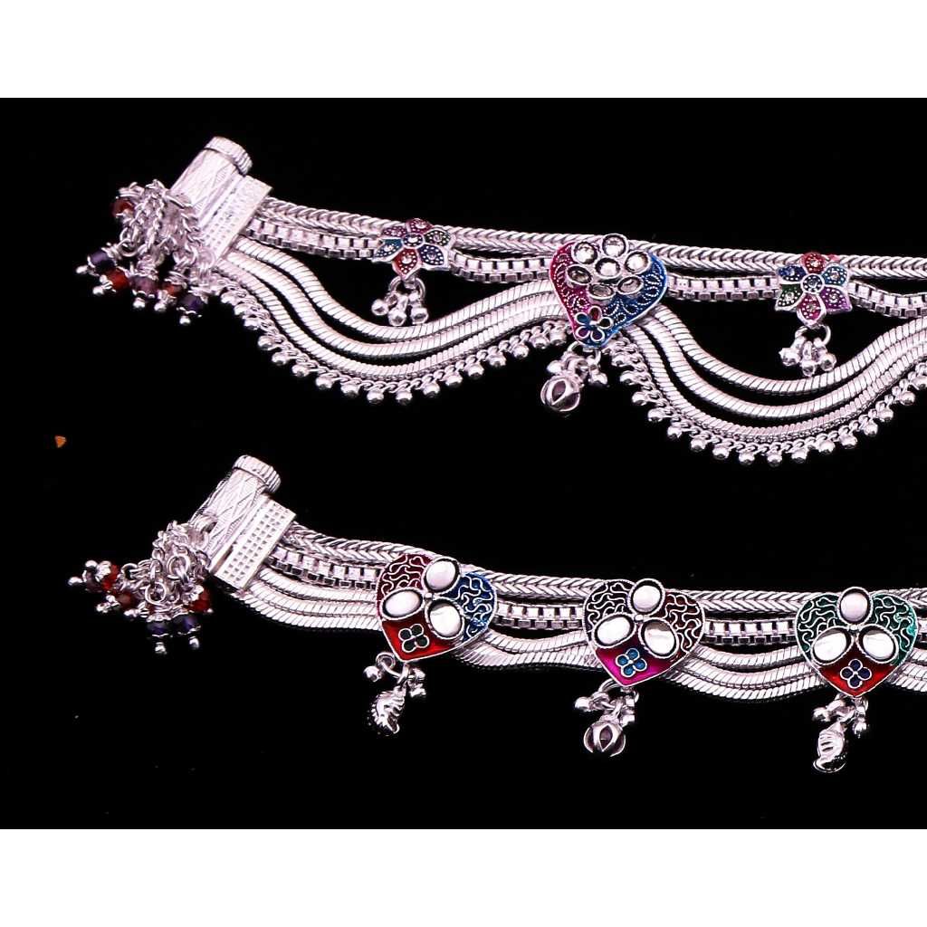 Elegant Silver Fancy Ladies Payal - Image 2