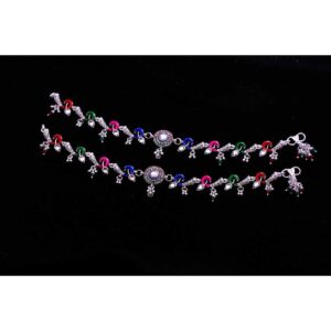 Multi Color Silver Anklets For Women