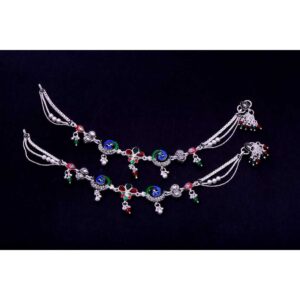 Flower Style Antique Silver Payal