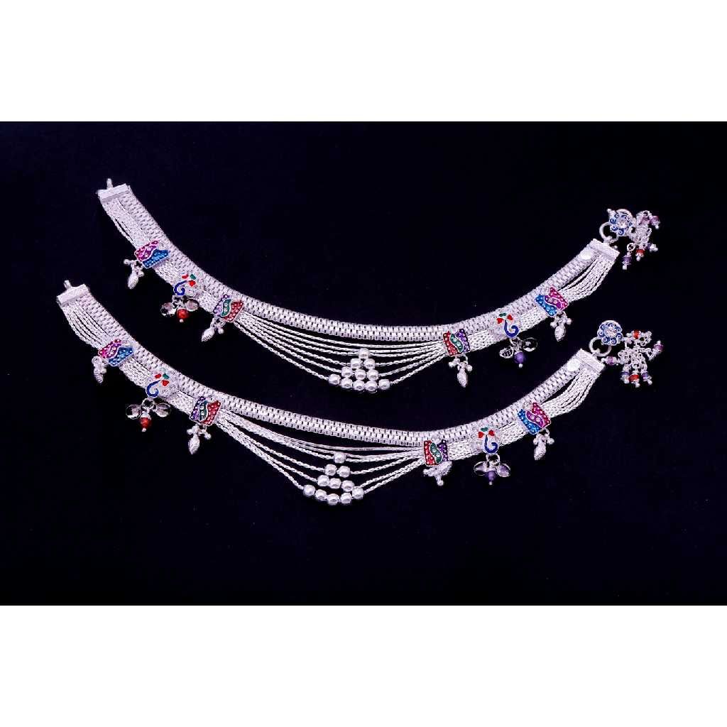 Multi Color Silver Payal