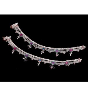 Attractive Silver Multi Chain Anklet For Women