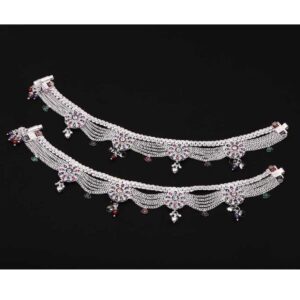 Silver Multi Chains Anklet For Women