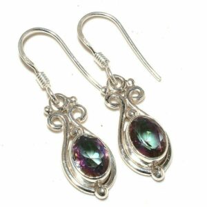 925 Fancy Silver Earring With Colored Diamond