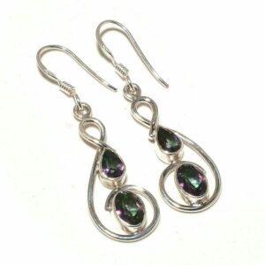 Sterling Silver Earring With Colored Diamond