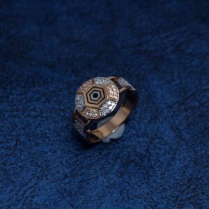 18kt hallmarked fancy rose gold ring for men