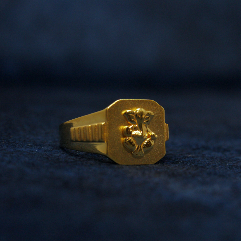 22KT Hallmarked Ganeshji Ring For Men - Image 4