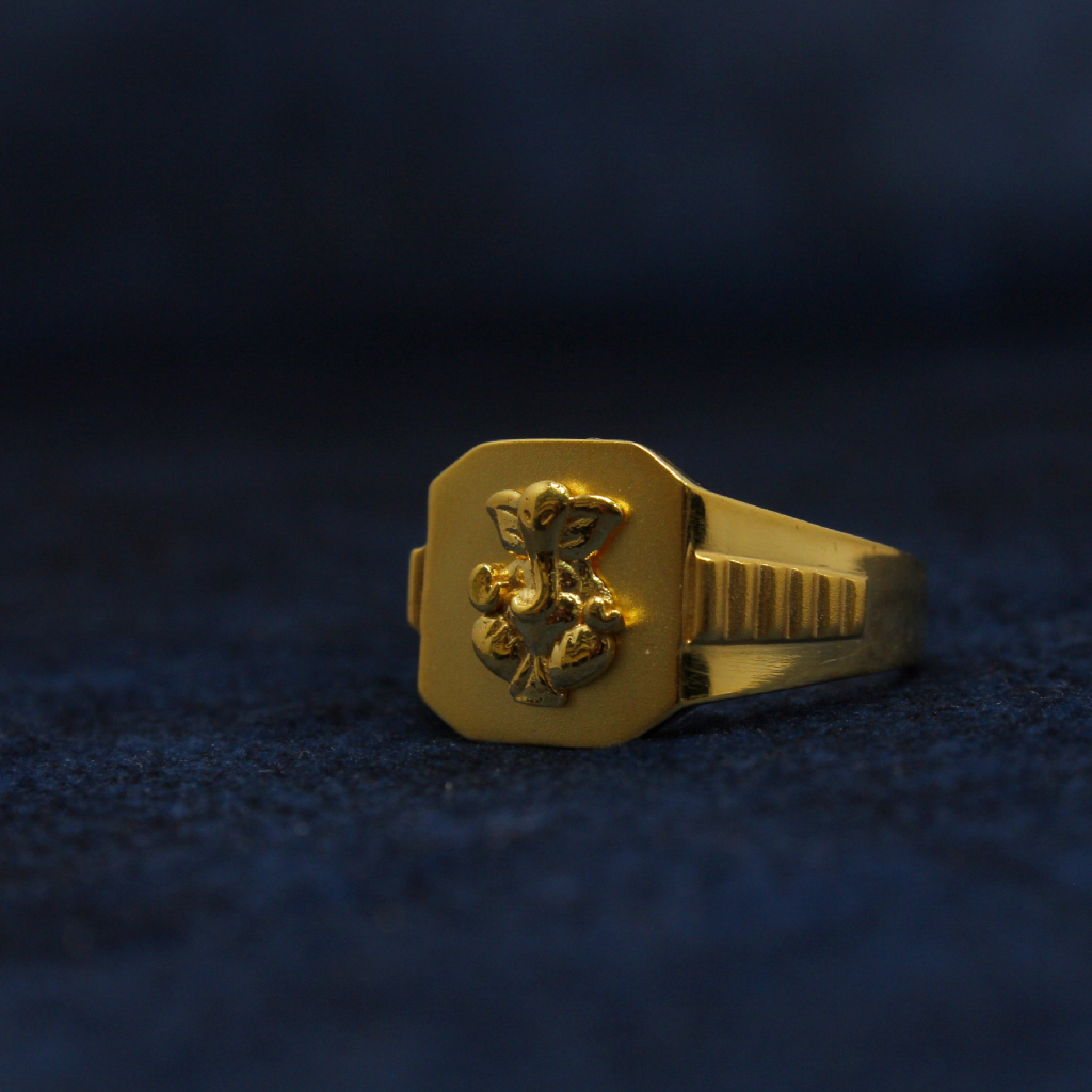 22KT Hallmarked Ganeshji Ring For Men - Image 3
