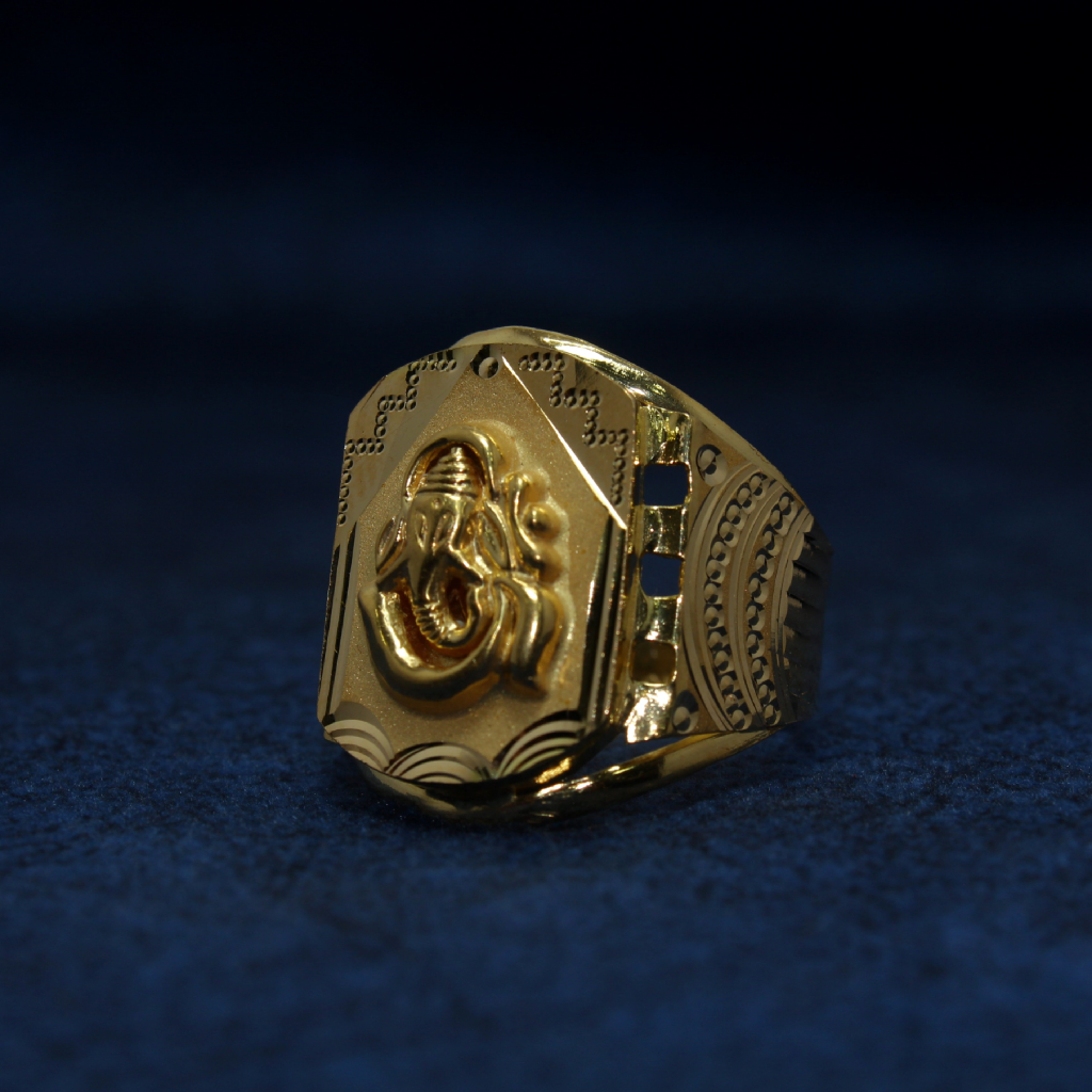22KT Hallmarked Om Ganeshji Ring For Men