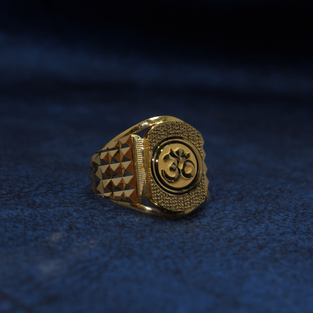 22KT Hallmarked Om Ring For Men - Image 3
