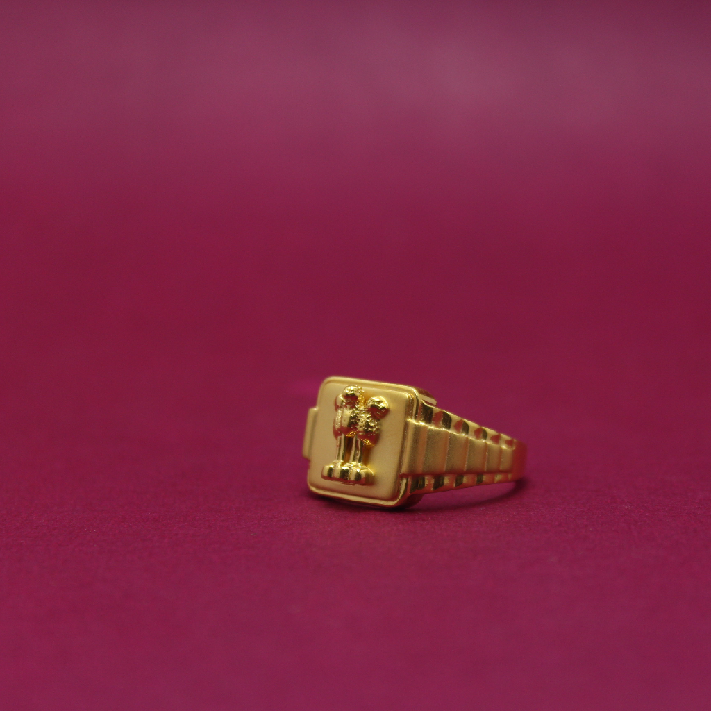 22KT Hallmarked Ashokstambh Ring For Men