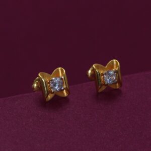 22KT Hallmarked Single Stone Earring