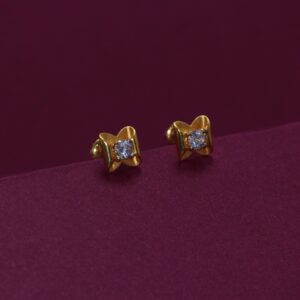 22KT Hallmarked Single Stone Earring