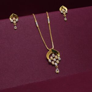 916 Hallmarked Beautiful Pendant Chain With Earrings