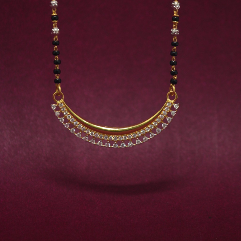 916 Hallmarked Gemstone Mangalsutra Pendant Set - Image 2