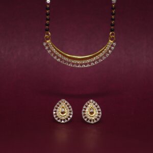 916 Hallmarked Gemstone Mangalsutra Pendant Set