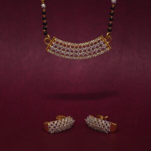 916 hallmarked attractive gemstone mangalsutra pendant Set