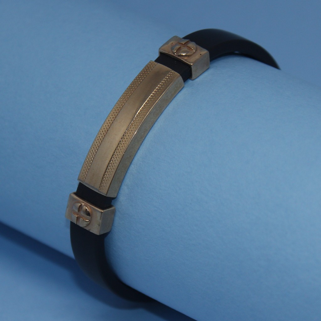 18kt rose gold stylish leather bracelet - Image 2