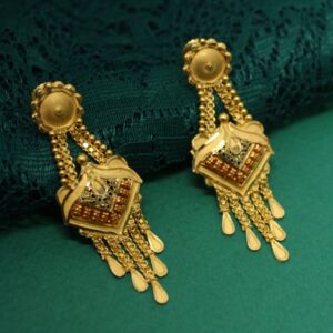 22K Hallmarked Beautiful And Simple Necklace With Attractive Earrings
