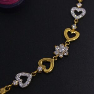 22K Hallmarked Heart shape Bracelet For Women