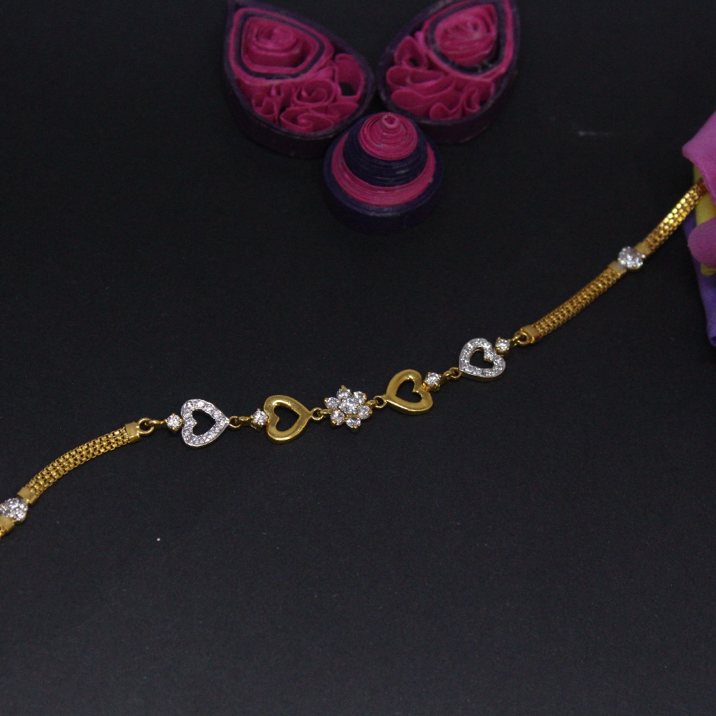 22K Hallmarked Heart shape Bracelet For Women