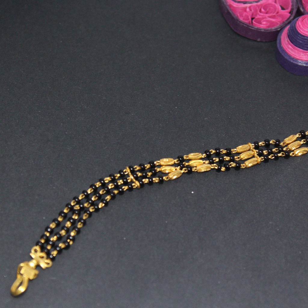 22K Hallmarked 3 Line Mangalsutra Bracelet For Women - Image 3