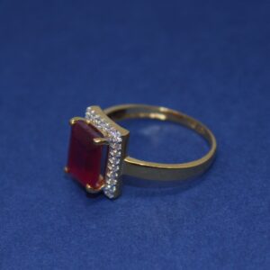 22K Hallmarked Red Colour Stone Ladies Ring