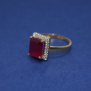 22K Hallmarked Red Colour Stone Ladies Ring