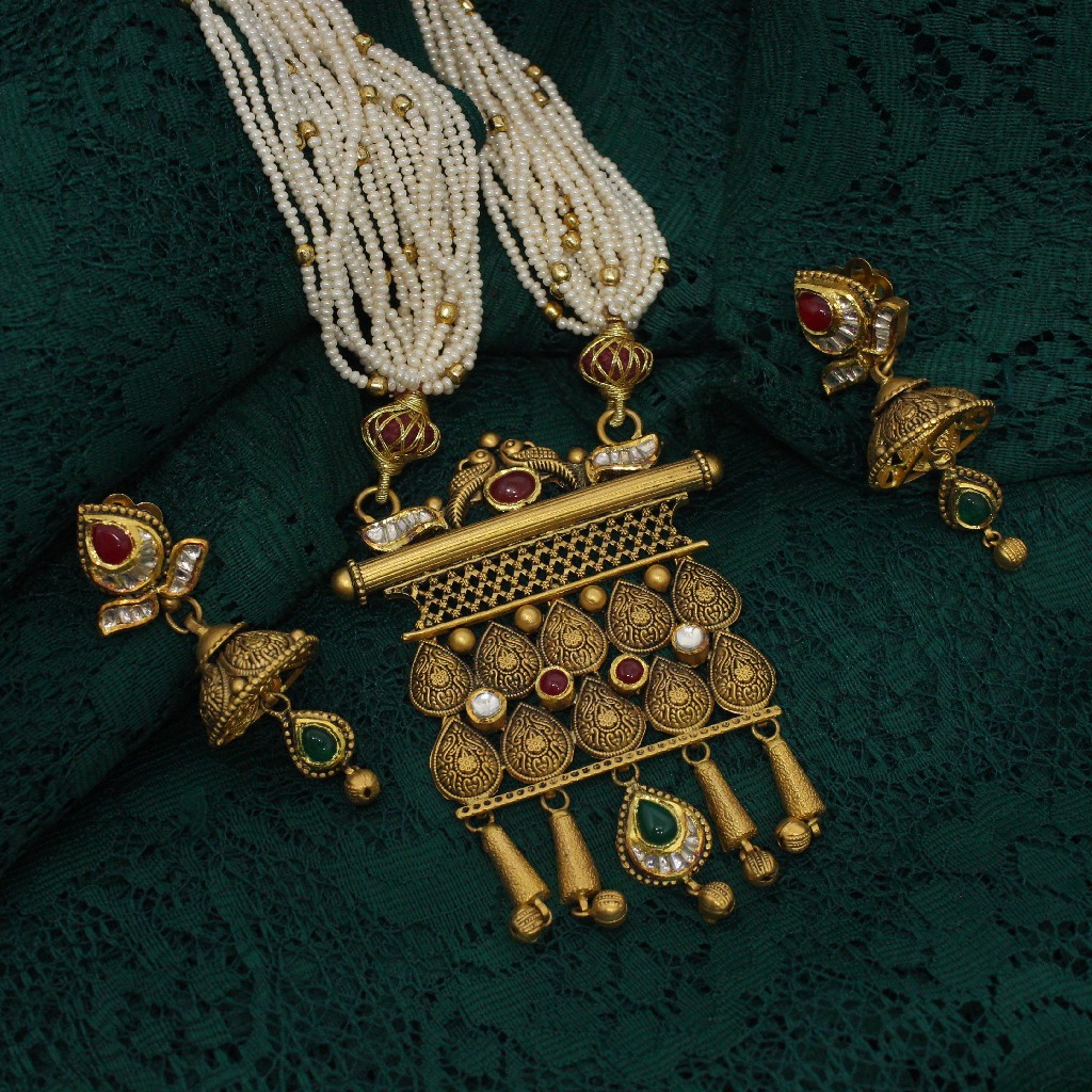 916 hallmarked classic jaisalmeri necklace with earrings