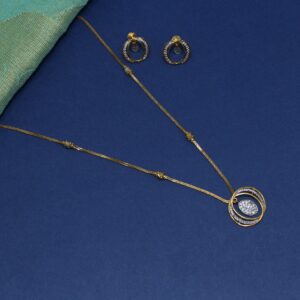 22k hallmarked classic pendant chain with earrings