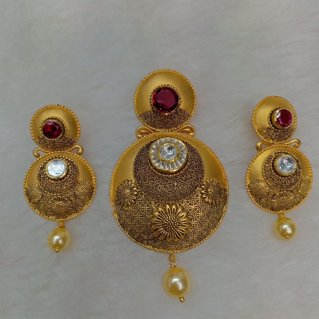 22kt gold antique pendant set aps-014